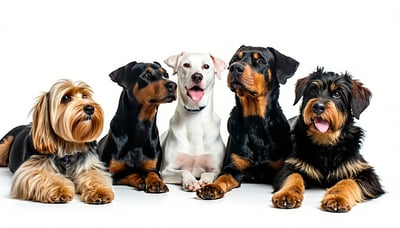 Illustration eines Hundes mit einem gesunden Futternapf